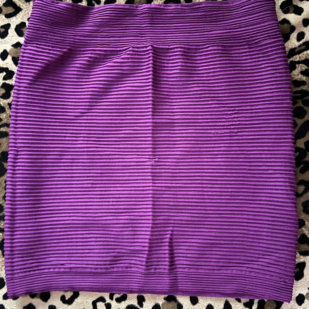 Purple Ribbed Knit Guess Mini Skirt - Women's